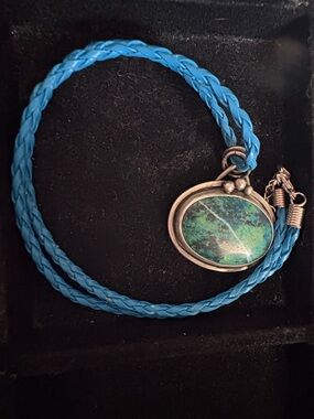Handmade Blue/Green Jasper Pendant Necklace